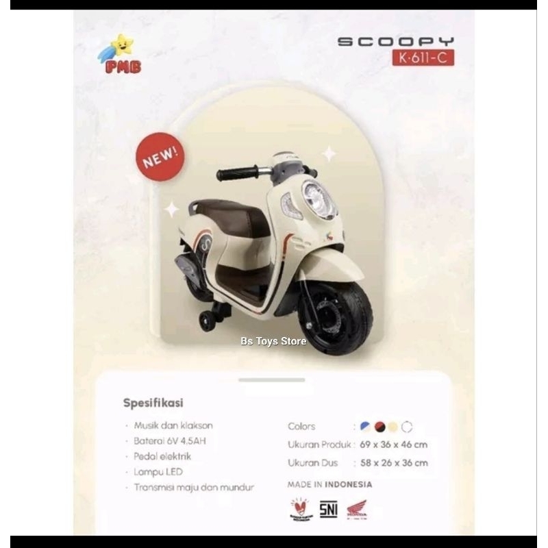 MAINAN ANAK MOTOR AKI MINI SCOOPY K 611C  ( PROMO PRICE)