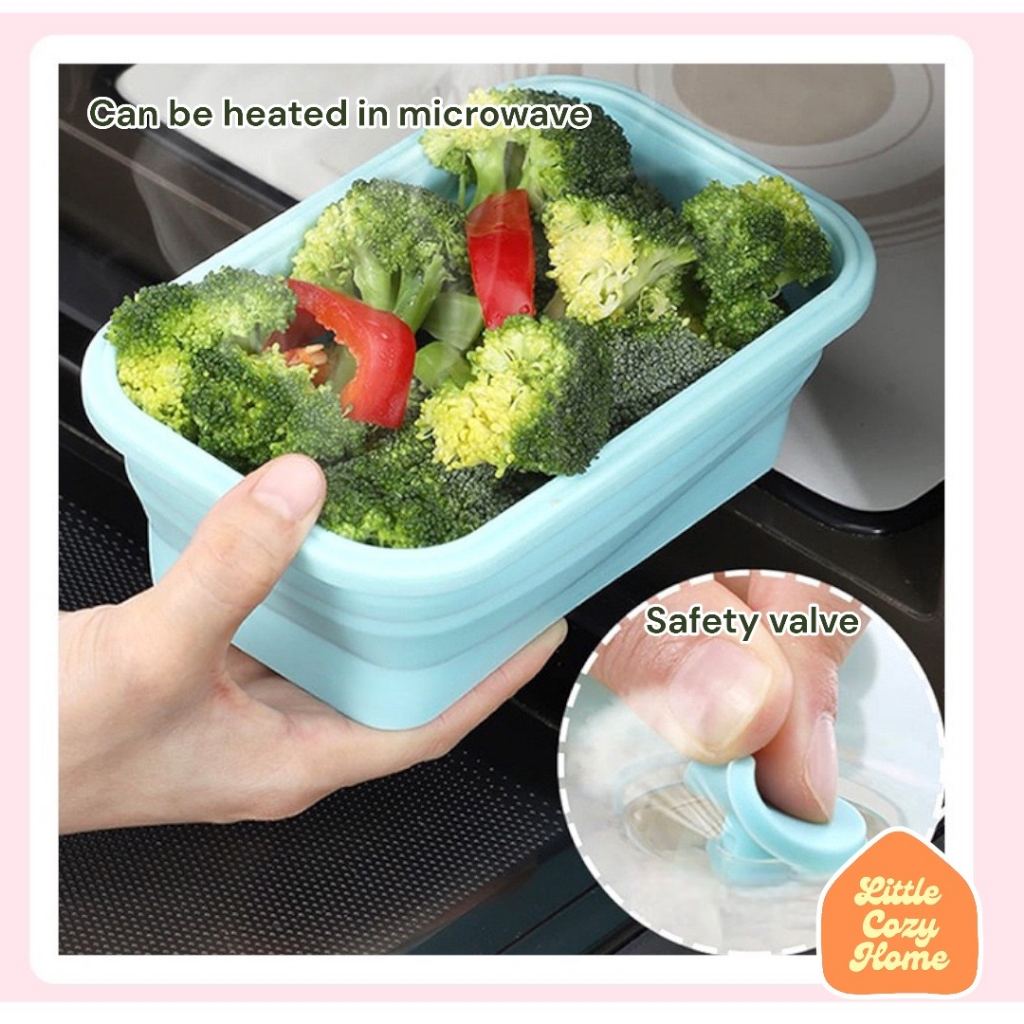 Foldable Lunch Box / Kotak Makan Lipat Satuan Eceran Expandable Bahan Container Silicone Lunch Box / Wadah Makan Lipat Silikon Praktis Mudah Dibawa Bekal Bento Box Food