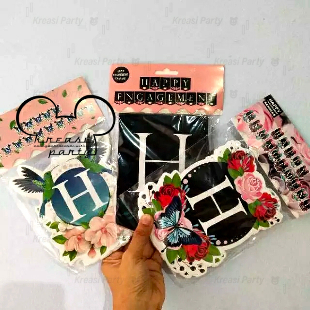 Banner Happy Engagement / Banner Bunting Flag Engagement