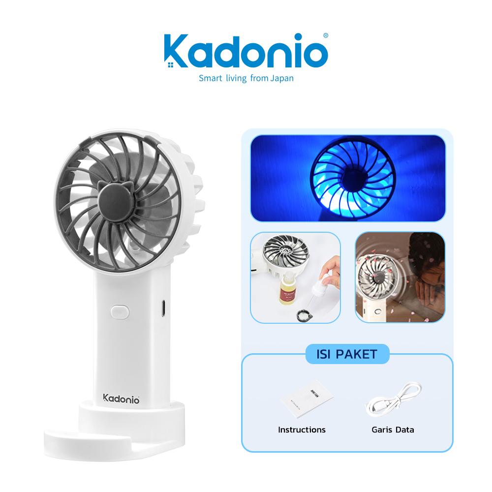 KADONIO Kipas Angin Mini Portable USB Cas Karakter Dapat Digunakan Sebagai Dudukan Ponsel KL-FN20-Grey Upgrade-3Speed