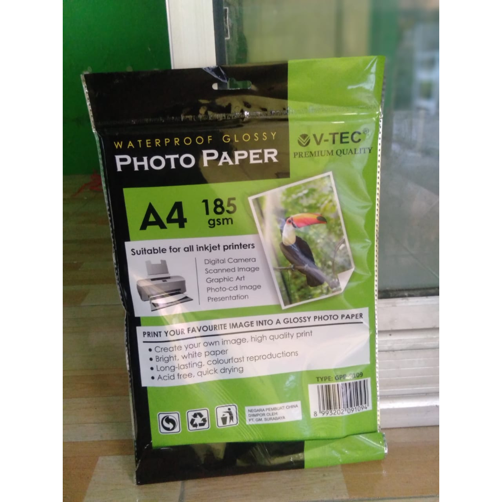 kertas photo v-tec waterproof glossy premium