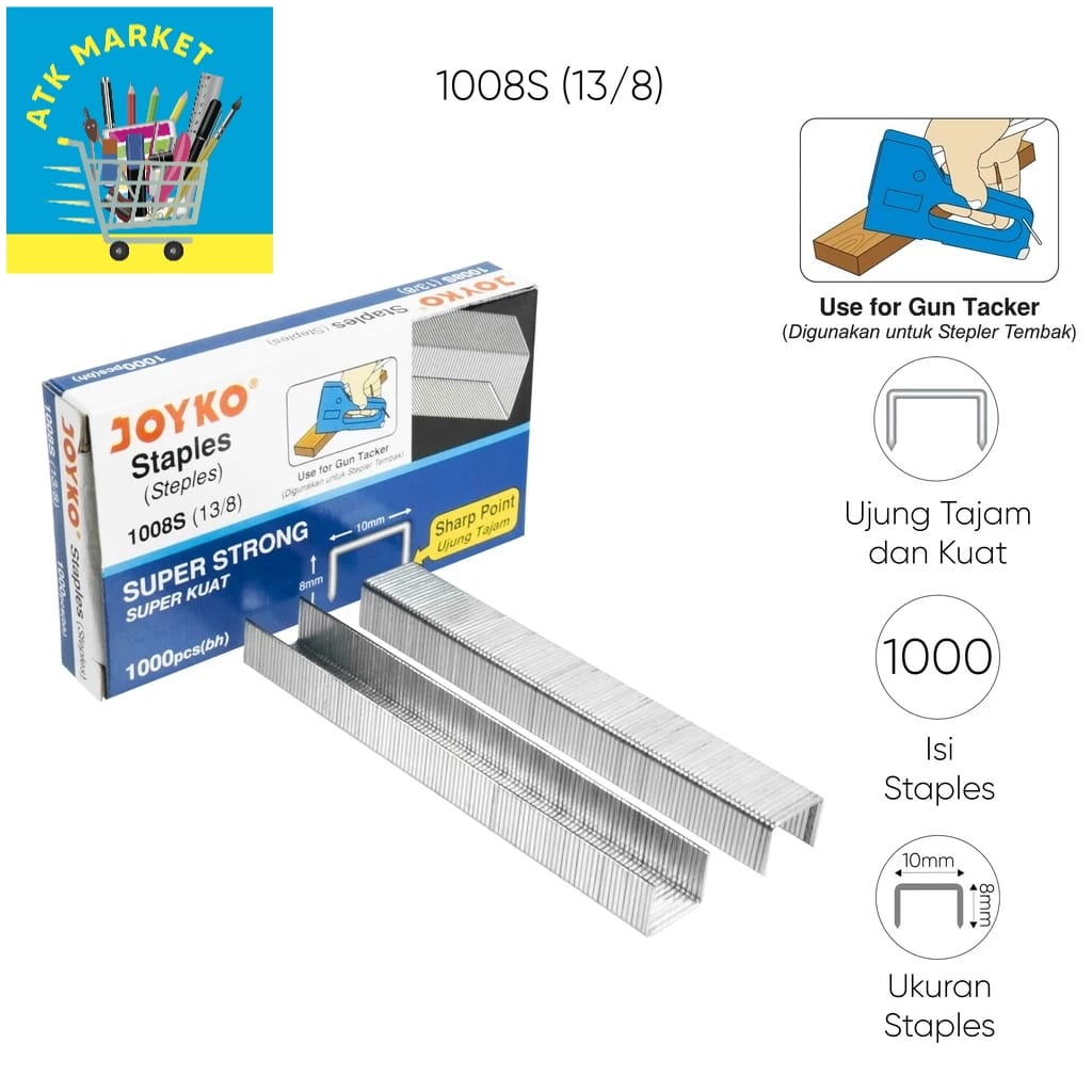 

Staples / Isi Stapler / Gun Tacker Refill Joyko 1008S (13/8)