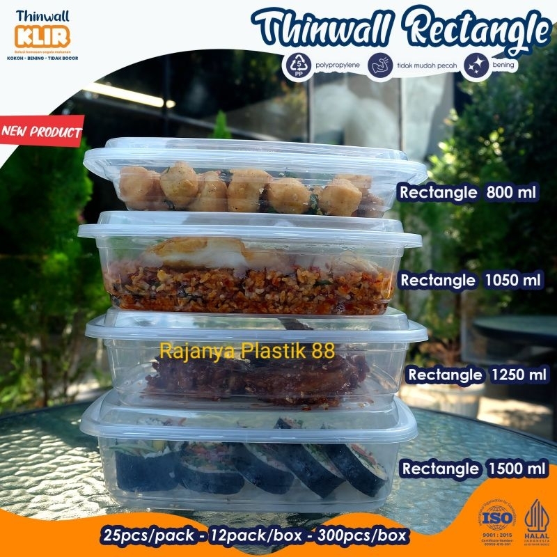 Thinwall rectangle persegi panjang 800ml 1050ml 1250ml 1500ml kotak makan plastik