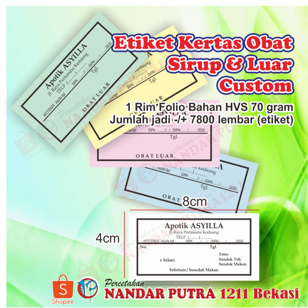 Cetak  Label Kertas E tiket O bat Custom 1Rim
