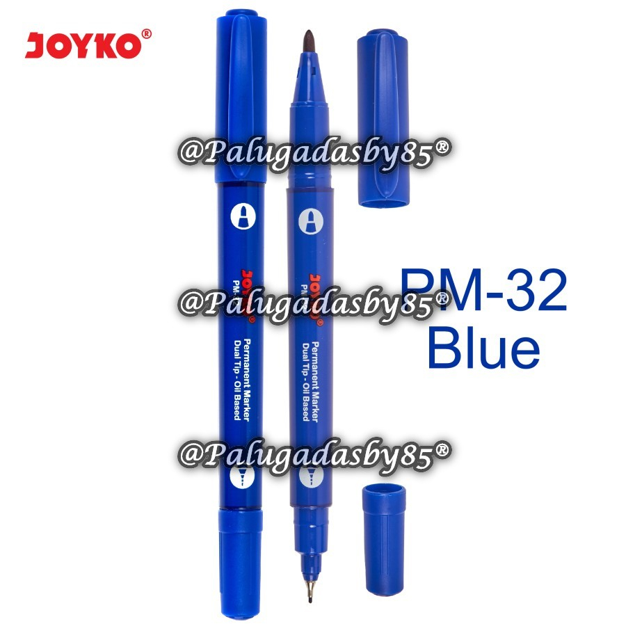 

(1 Biji) GROSIR Spidol Permanent JOYKO PM-32 Dual Tip Biru / Joyko Permanent Marker Spidol Permanen Dual Tip PM-32 PM-33 PM-31 / Joyko PM32 / Joyko PM 32