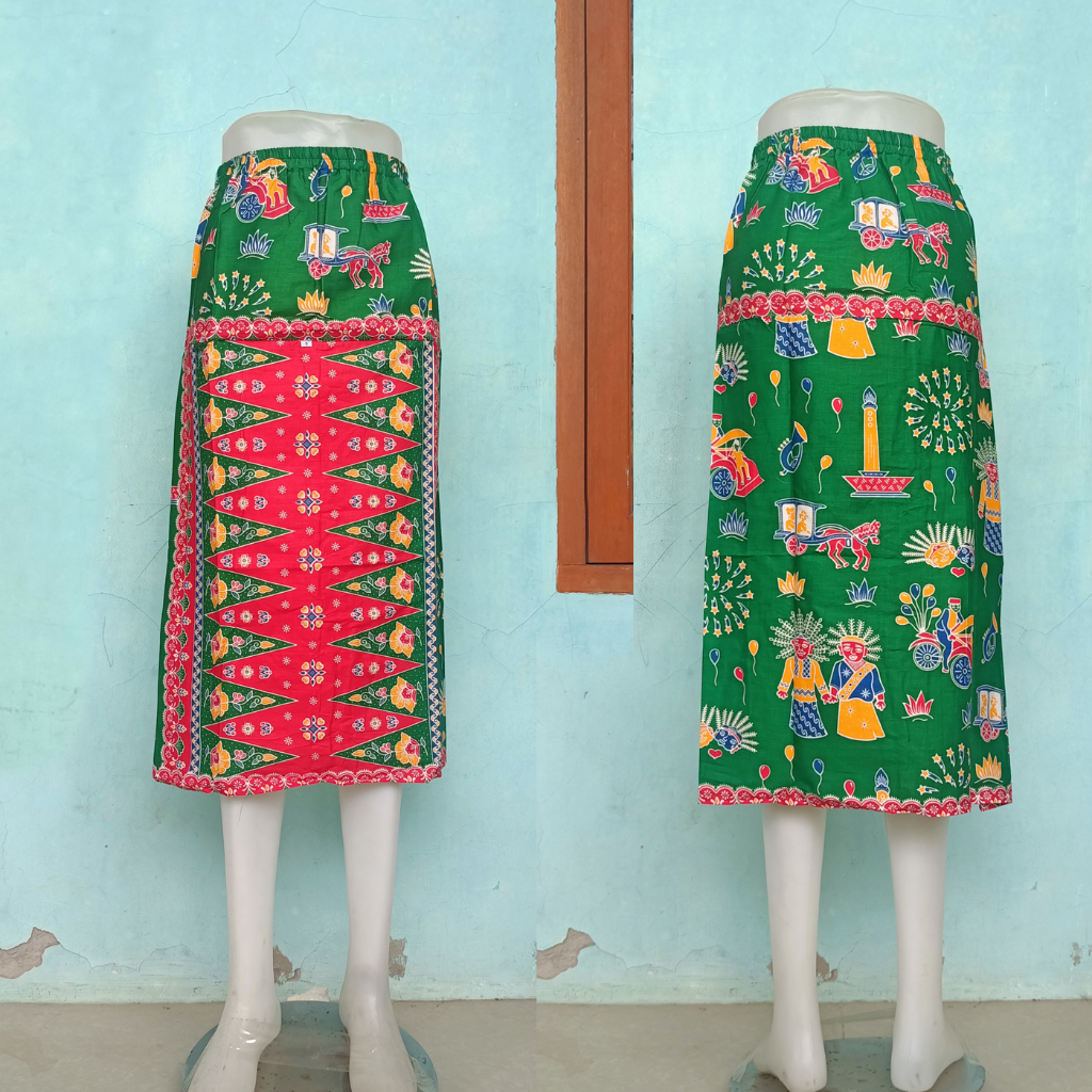 Rok Tumpal Ondel-Ondel Betawi Anak  Batik Ondel Anak Perempuan Rok Anak SD Tk Bawahan Kebaya Anak