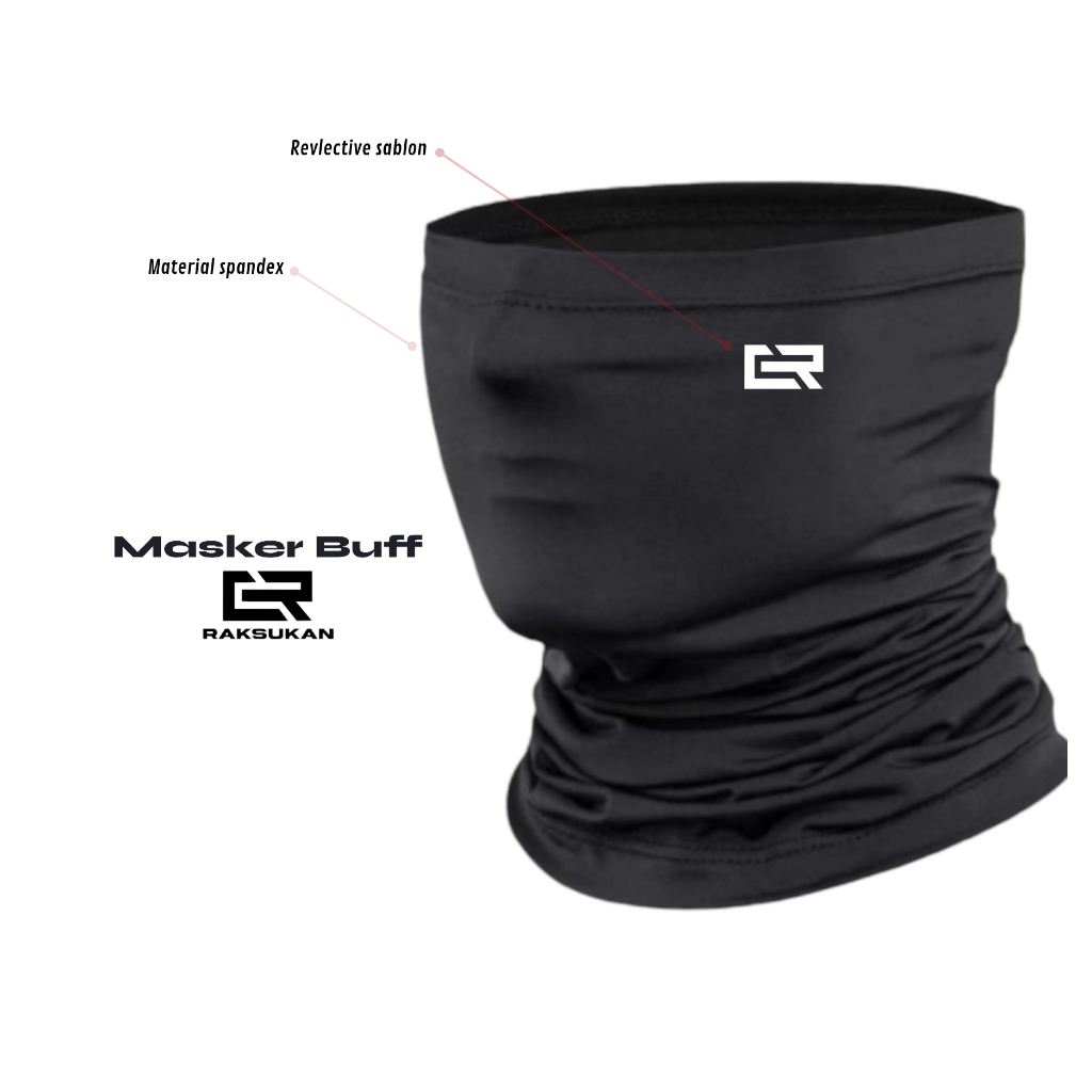 Masker Buff Bandana Pria Pengendara Motor Hitam Polos Tebal