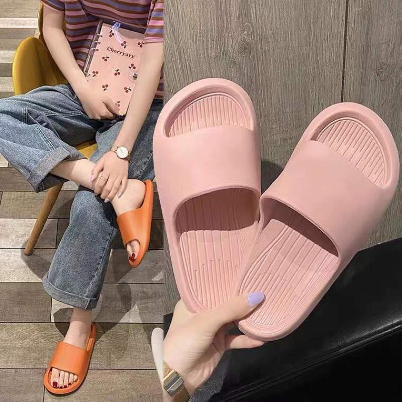 Sandal Wanita Polos Sandal Korean Style Bahan EVA Karet Polos Sandal Slip On