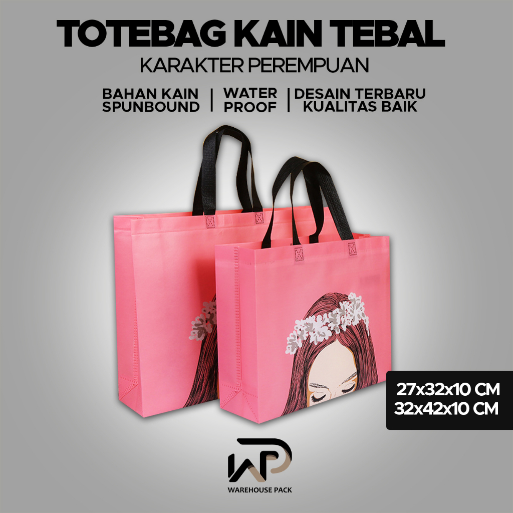 

Totebag Kain Tebal Karakter Perempuan | Goodiebag Tas Kain Spunbound | Tas Souvenir Kain Spunbound | Tas Belanja Hampers