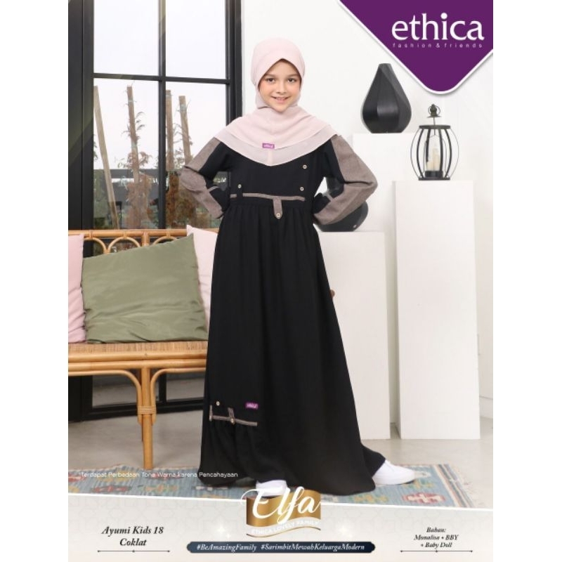 Ayumi Kids 18 Coklat Gamis Anak Ethica Set Hijab