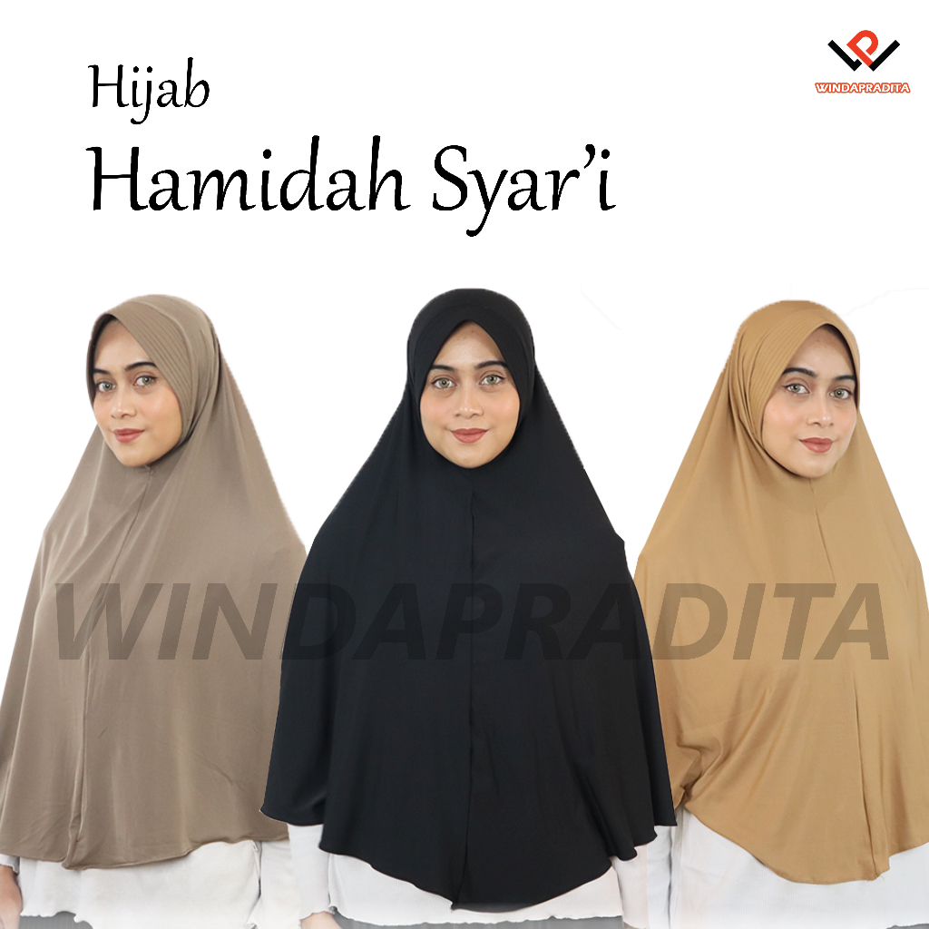 Jilbab Instan Panjang Kerudung Bergo Hamidah Jumbo Syari Polos Tanpa Label