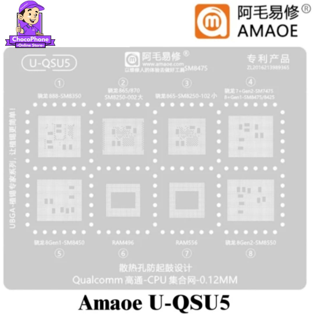 PLAT AMOAOE U-QSU5 PLAT CETAKAN IC CPU QUALCOMM SM8450 SM8250 SM8350