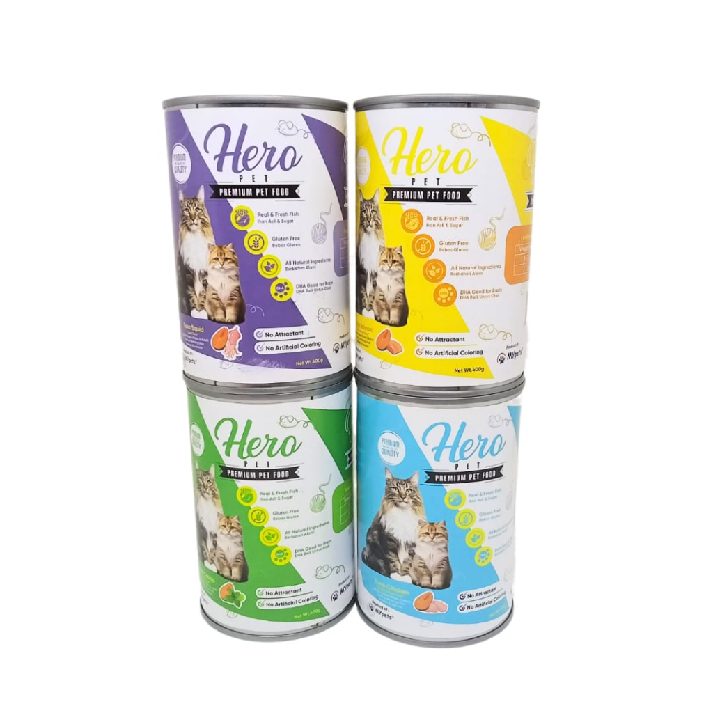 msg-HERO KALENG Premium Pet Food 400 Gr / Makanan Basah Hewan Kucing Sachet Dry Cat Food