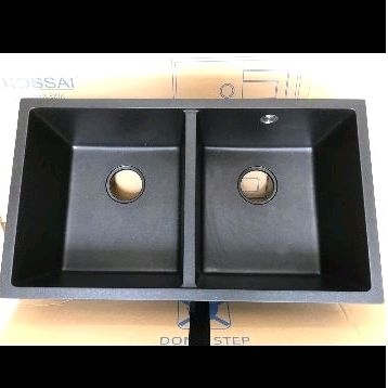 Kitchen Sink Granite Hitam 8146 Kossai / Sink Granite 2 Lobang Black Series