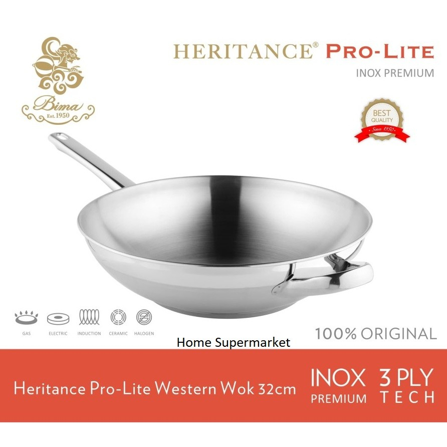 Wajan Stainless Steel Kuali WokPan Bima Heritance Pro-Lite Wok 32CM BP121432B