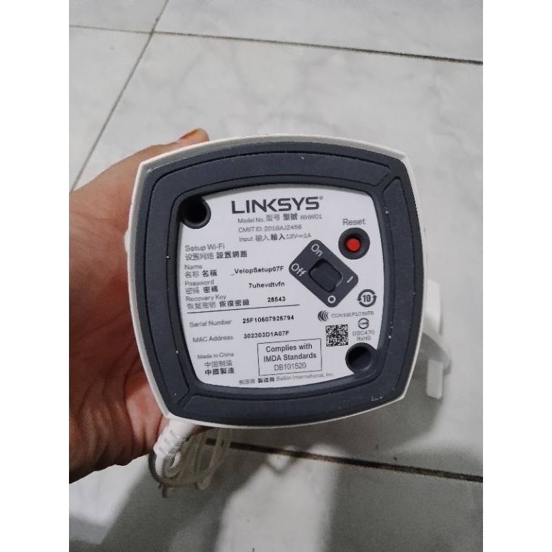 Router Wifi Linksys Mesh Dual band WHW01 Repeater Extender Grade A Bekas