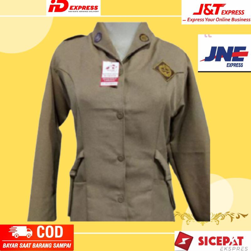 baju seragam sekolah baju Pramuka lengan panjang tali samping cewek SMP SMA coklat kuning dan coklat