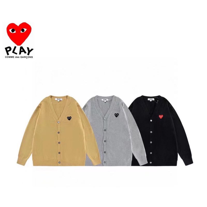 VNECK CDG PLAY Cardigan sweater rajut tebal CDG Play love heart