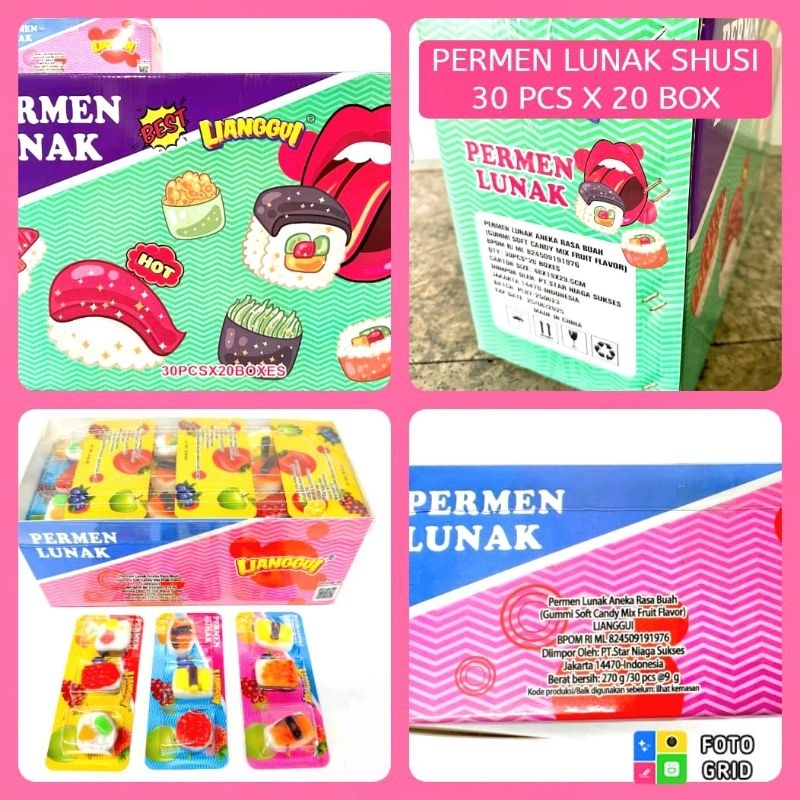 

Permen Cemilan Snack Yupi Gummy Gumi Lunak Sushi Jepang Mainan Anak Murah (isi 30 pcs)