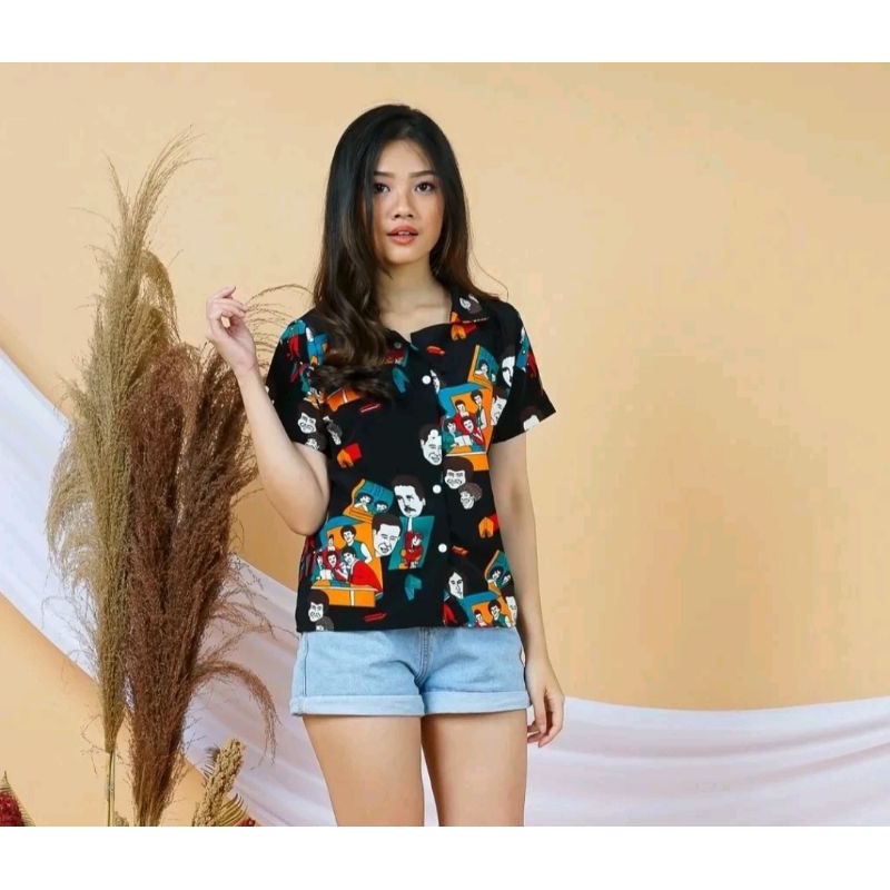 Cuci Gudang Kemeja Pendek Baju Wanita Size M Ld 90cm