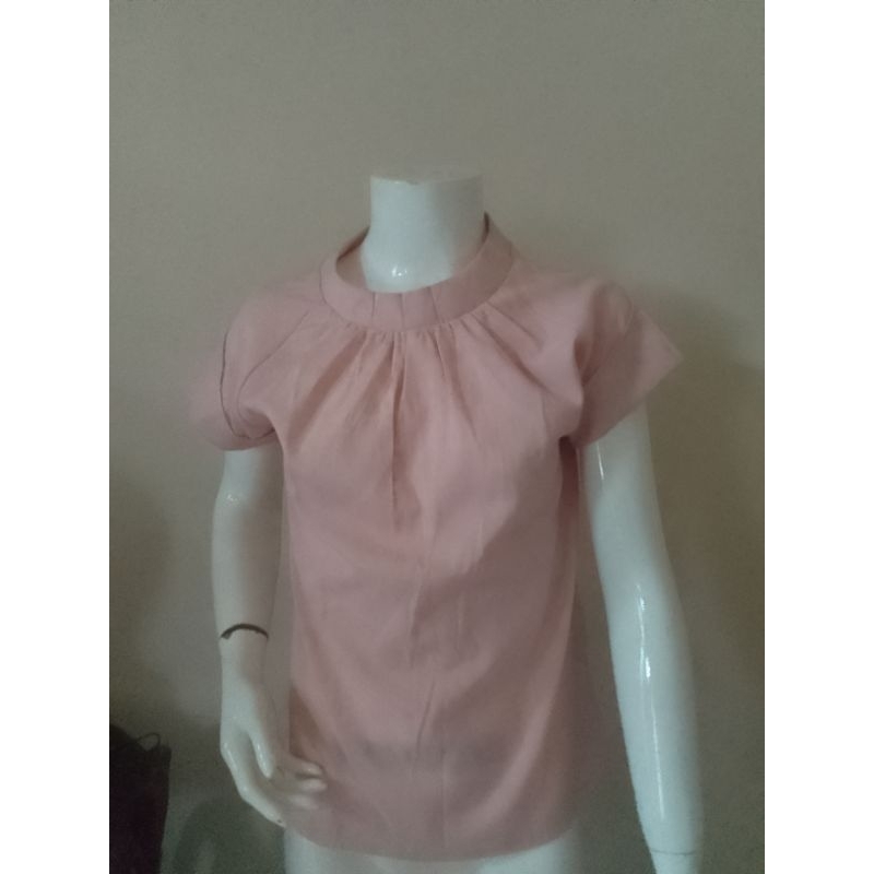 JUAL RUGI blus atasan polos Salem dusty pink L154