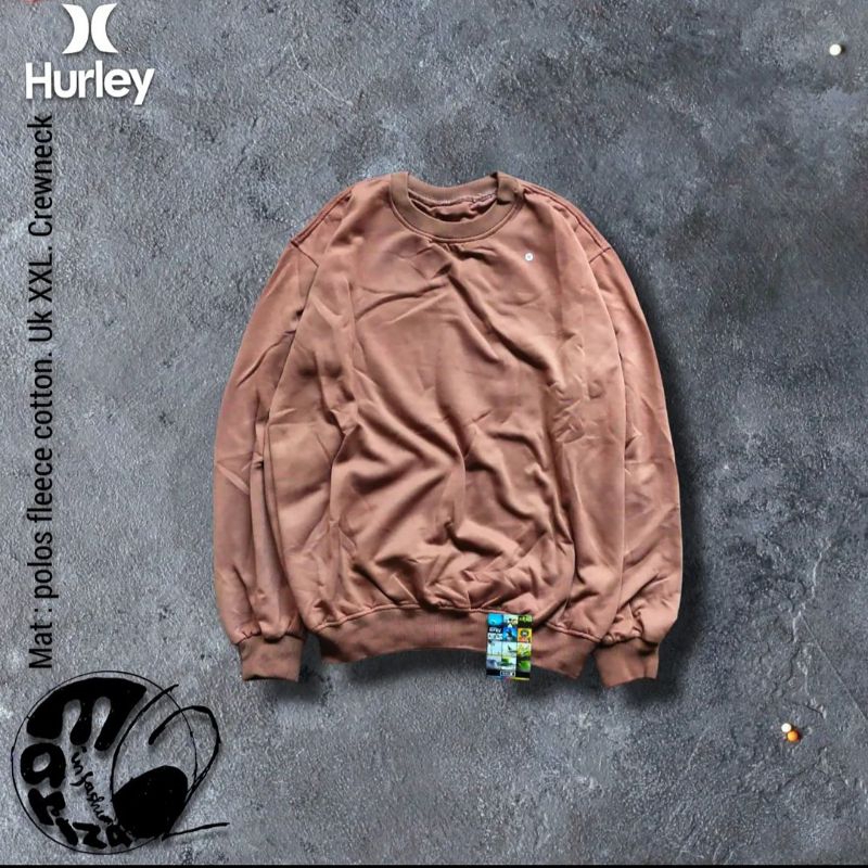 Basic Sweater Crewneck Hitam / Coklat Polos Bahan Katun Fleece Unisex