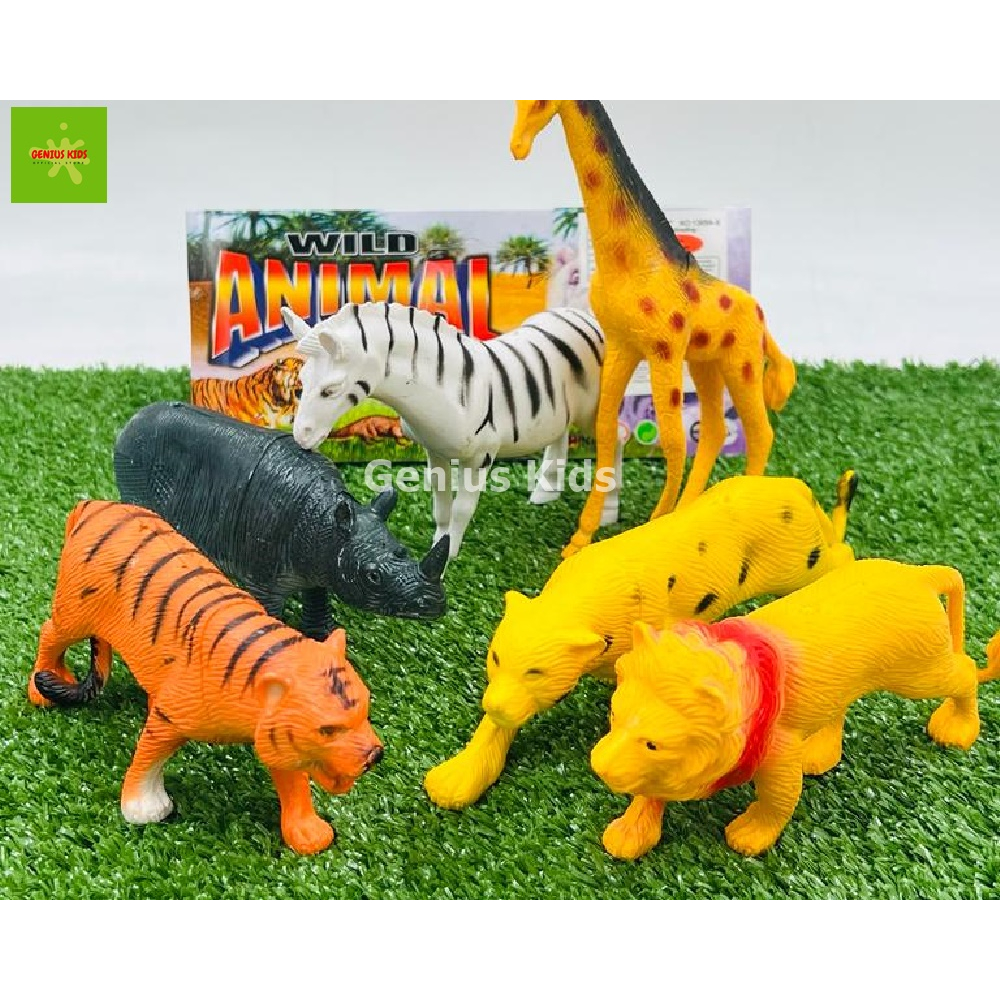 Mainan Figure Hewan Jerapah Harimau Singa Zebra Badak