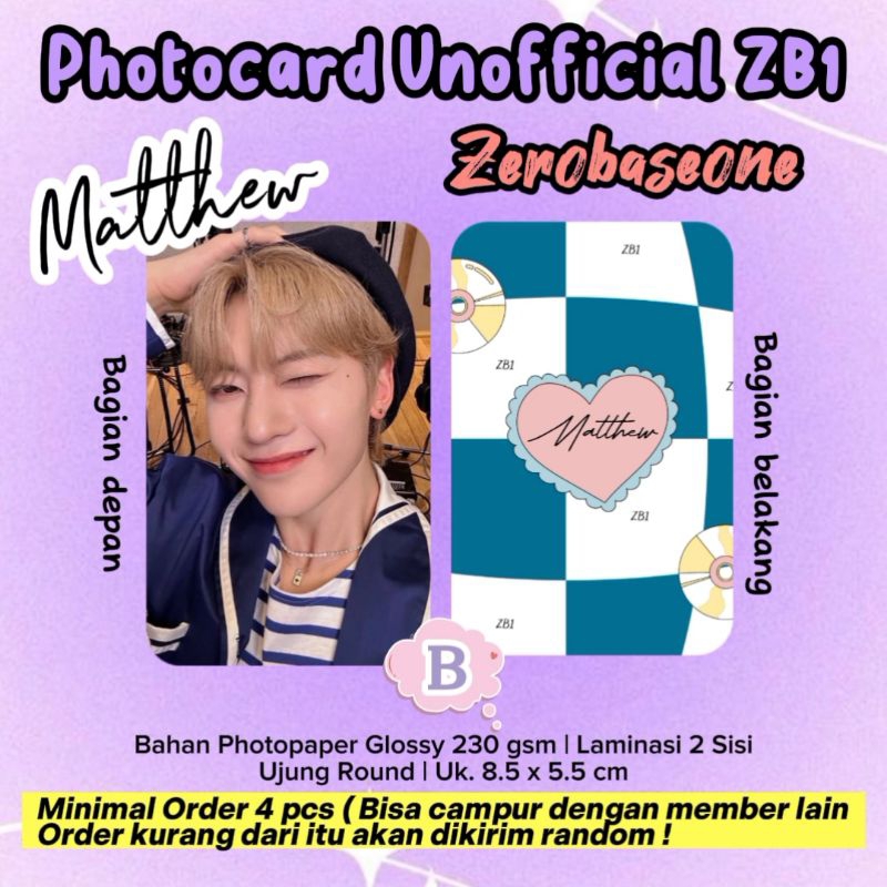 Photocard ZB1 - MATTHEW / Photocard Unofficial / Photocard  MATTHEW ZEROBASEONE / SEOK MATTHEW ZB1 /
