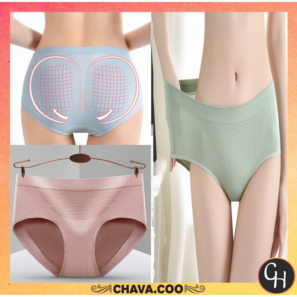 CHAVA | CD539 Celana Dalam Wanita Briefs Elastis CD Seamless High Waist Bahan Katun