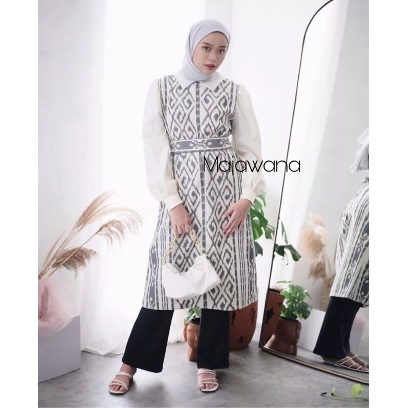 Ready stock Baju tunik Tenun Delia- Kombinasi Tali dan Katun toyobo