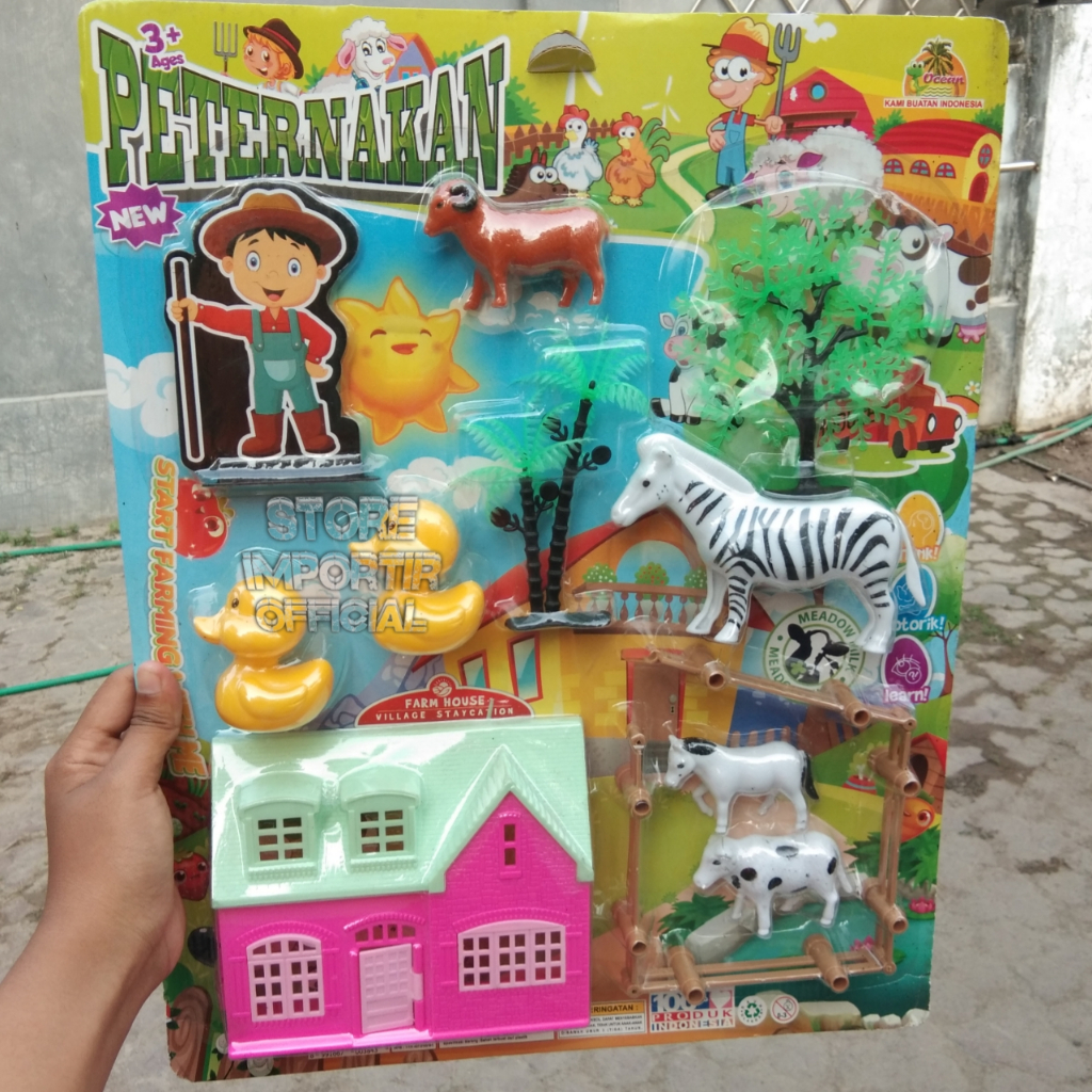 Mainan Anak Peternakan Set Lengkap OCT 1224 Murah | Mainan Ternak Animal Mini Set Rumahan Dan Pagar 