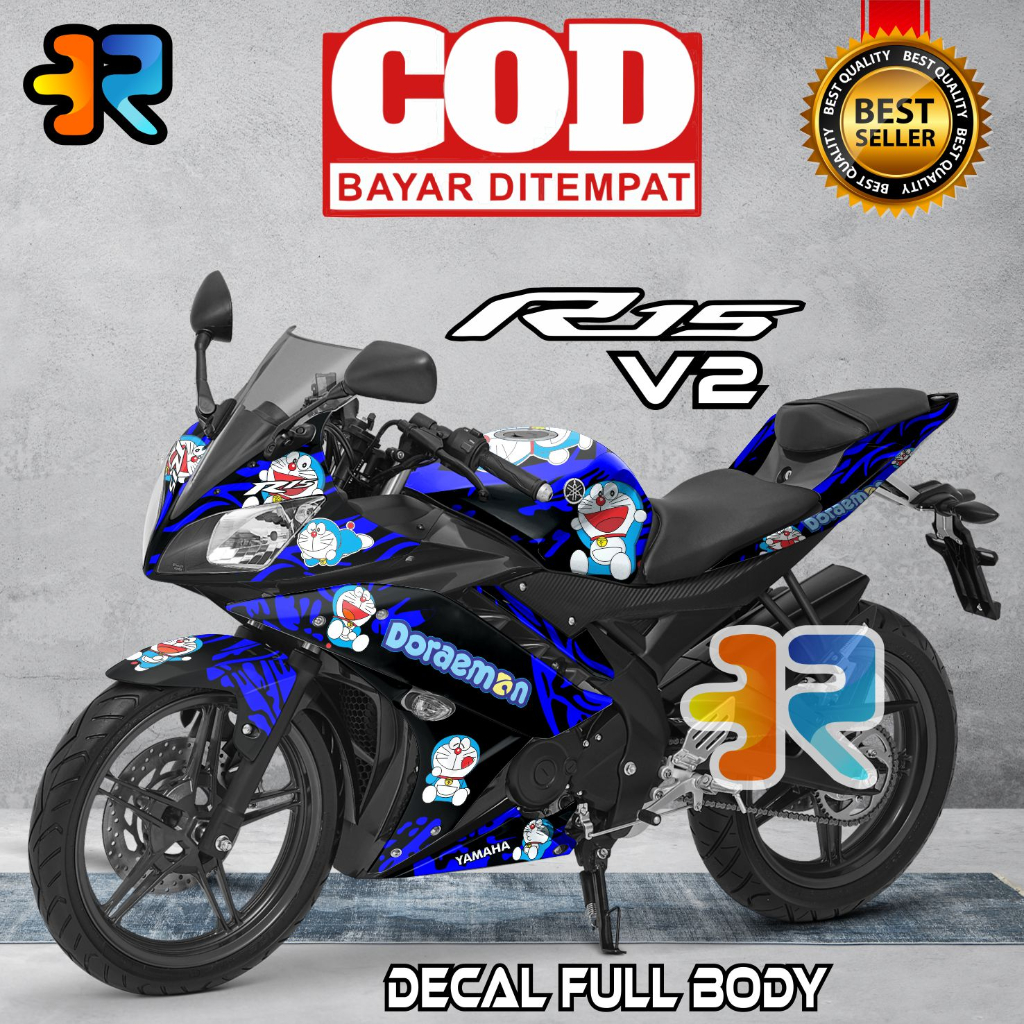 Decal R15 V2 Stiker Full Body Variasi Desain Doraemon