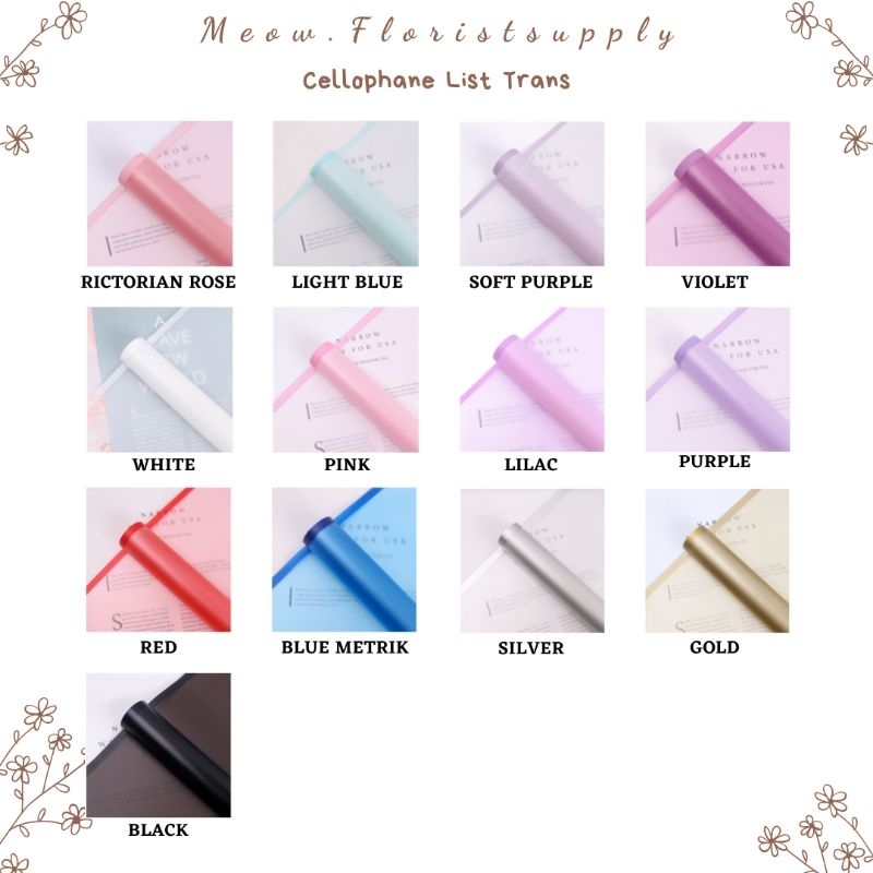 

(ECER = 1 LEMBAR) Cellophane LIST TRANS Kertas Buket Bucket Bouquet Bunga Flower Wrapping Paper Florist