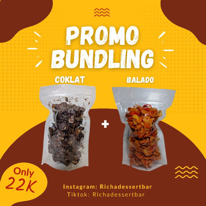 

PAKET HEMAT Keripik Pisang Coklat Lumer Balado Crispy Gurih Renyah