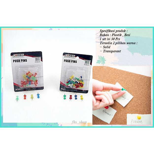 

30 Pcs Push Pin Penjepit Kertas Paku Payung Paku Tusuk Paku Kertas Paku Tekan