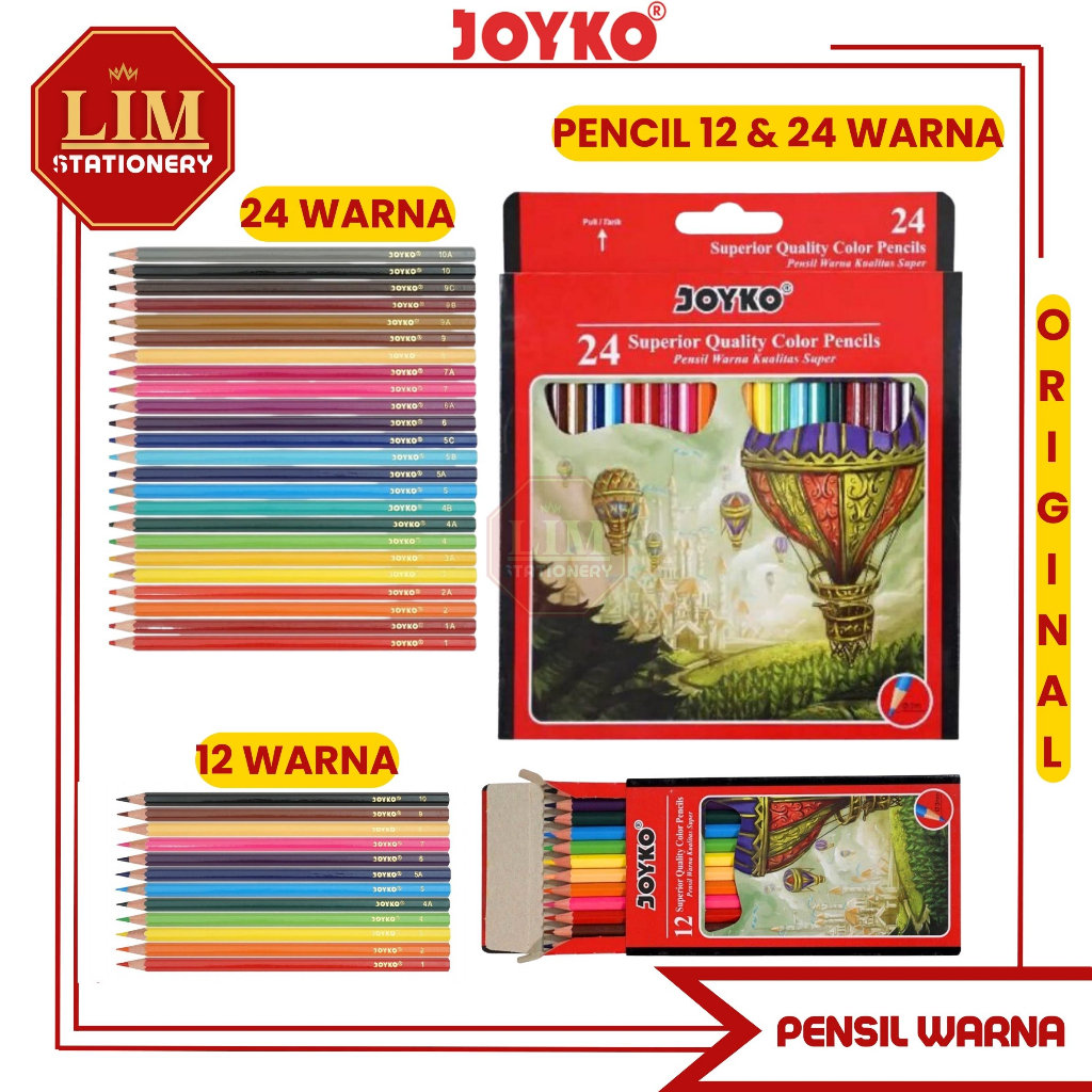 

Pensil Warna Joyko 24/12 Warna (Set) CP100 CP101