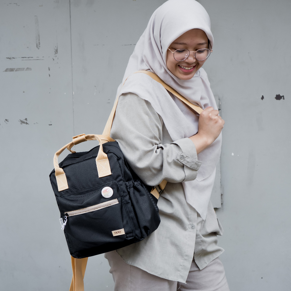Tas Ransel wanita kekinian | tas sekolah anak kekinian Ransel Hachi Bahan Kain Cordura premium