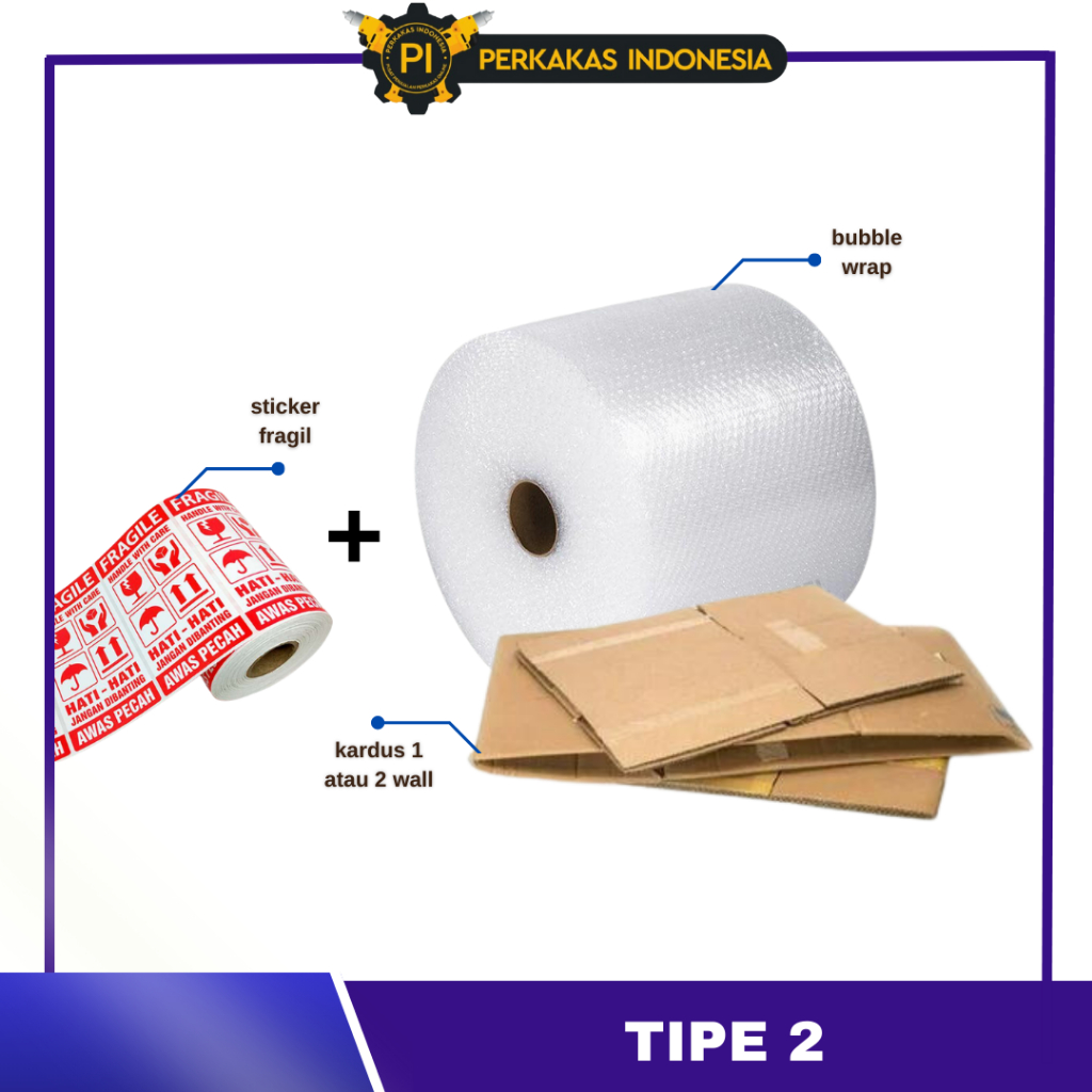 

Tipe 2 Extra Safety Pack Packing Safety Bubble Wrap Dengan Sticker Fragile Tambahan Untuk Bungkusan Lebih Aman