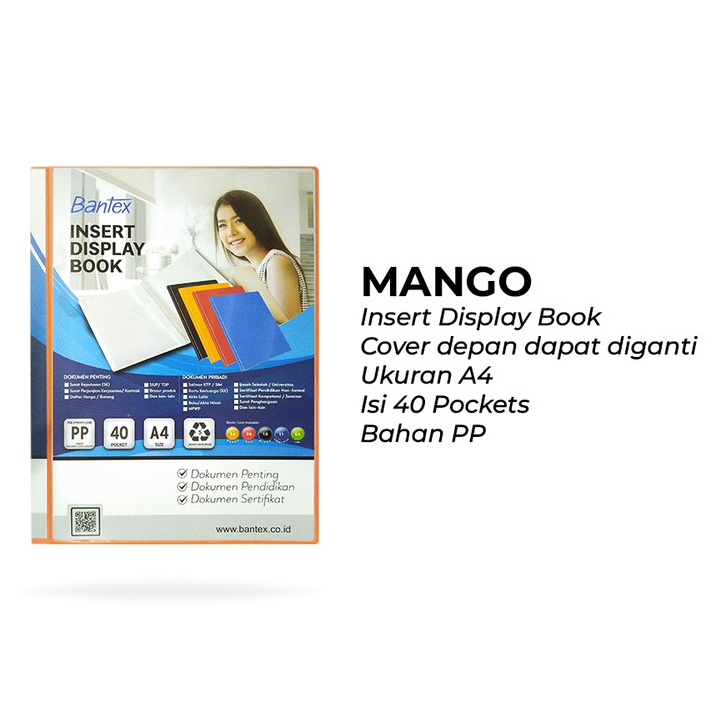 

Bantex Insert Clear Holder A4 Document Keeper 40 Pocket Mango