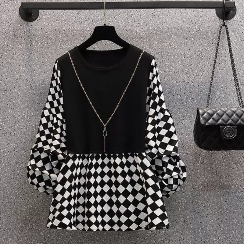 Blouse wanita,Blouse korea,Blouse Katun Silk Mix Rajut , Atasan Wanita Import , Baju Wanita,Busui,#8