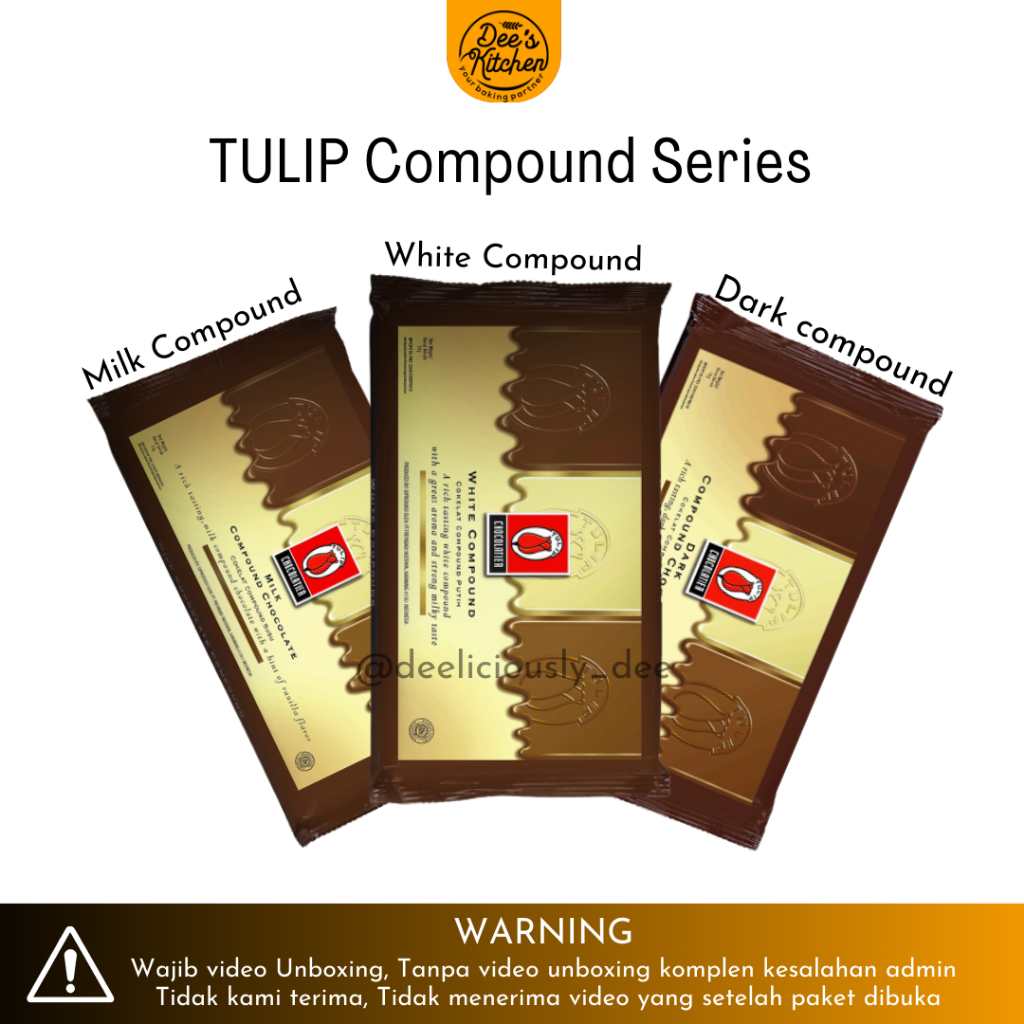 

Tulip Dark, Milk & White Chocolate Compound - Repack 200 gr