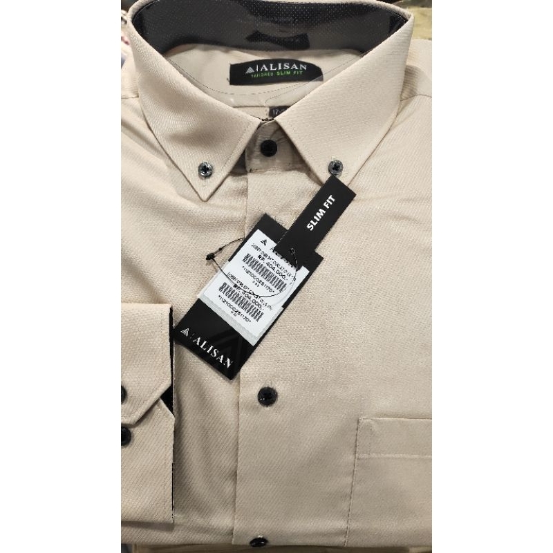 Kemeja Lengan Panjang Dobby Kombinasi Alisan