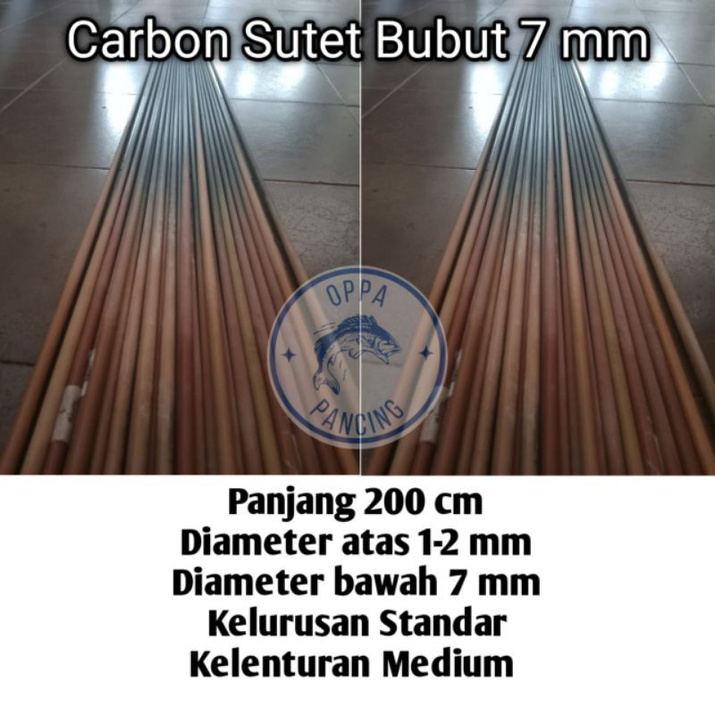Bahan Joran Kuat Carbon Sutet Bubut 7mm 200cm Utuh Tanpa Sambungan