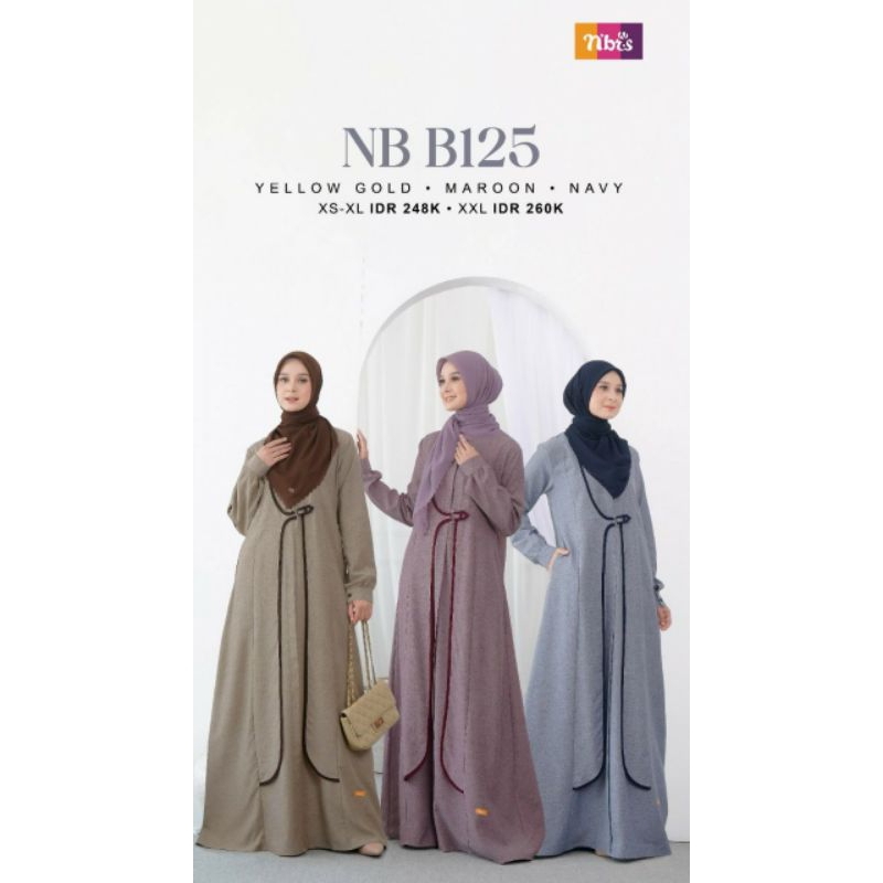 Nibras Gamis NB B125/ NBB 125 Maroon, Navy dan Yellow Gold