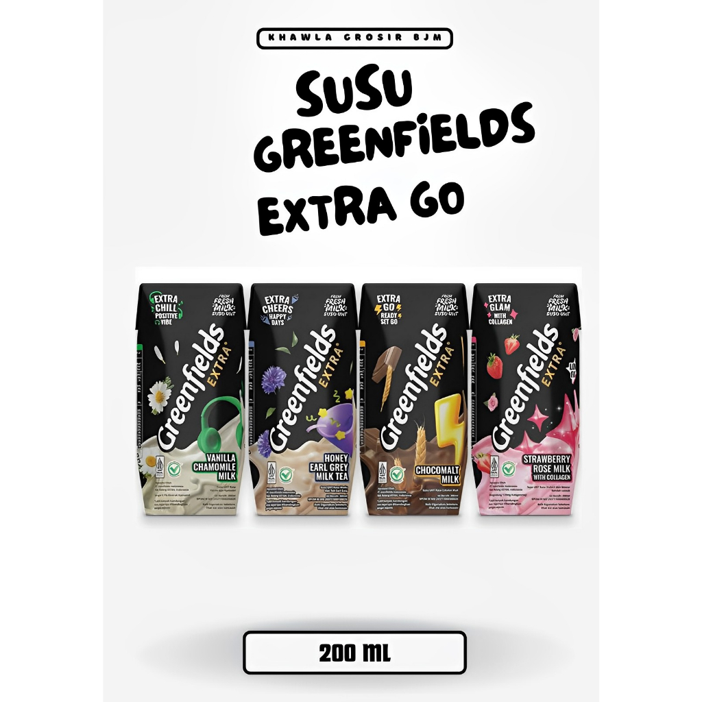 

UHT GREENFIELD SUSU EXTRA GO 200 ML VANILA CHAMOMILE HONEY EARL GREY MILKTEA CHOCOMALT STRAWBERRY ROSE WITH COLLAGEN