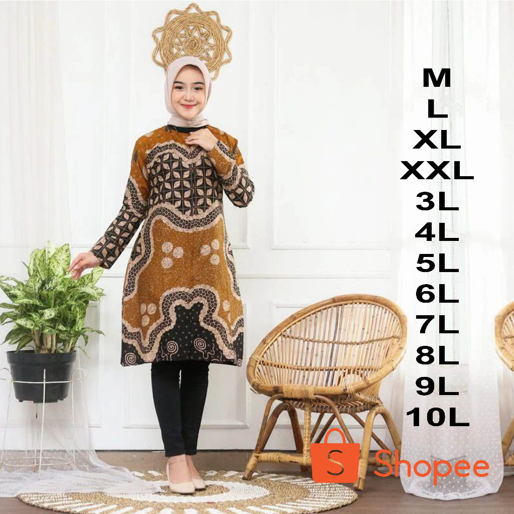 FASHION WANITA TUNIK BATIK JUMBO 5L 6L 7L 8L 9L 10L DAN KEMEJA BATIK JUMBO BAJU JUMBO PAKAIAN WANITA