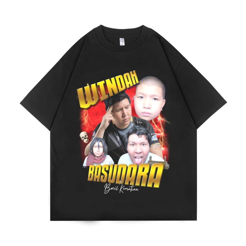 KAOS BAJU BOOTLEG WINDAH BASUDARA STREAMER | T-SHIRT PRIA WANITA | HITAM | OVERSIZE