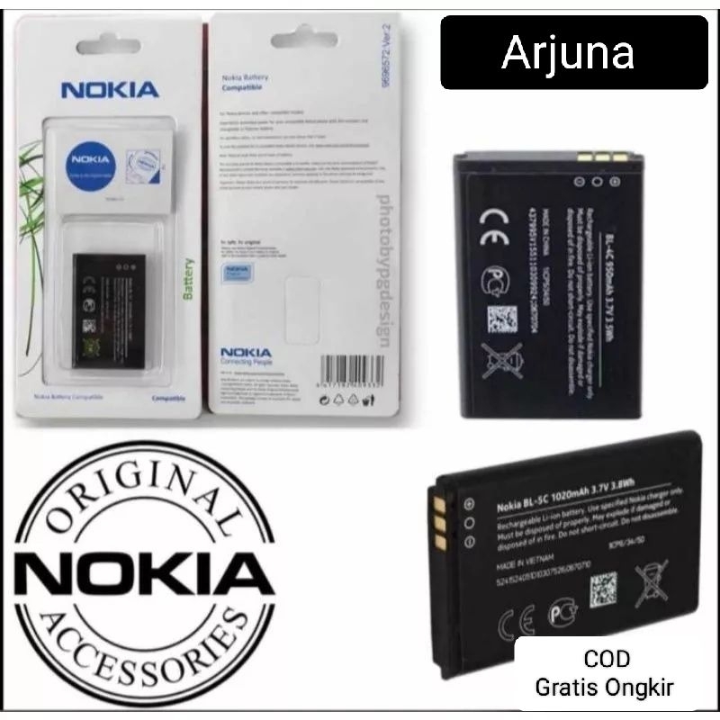 Baterai Nokia/ Batterai Batre Bat Nokia BL 4C/ BL 5C/ BL 4CB/ BL 5CB  Nokia 100% Original Asli