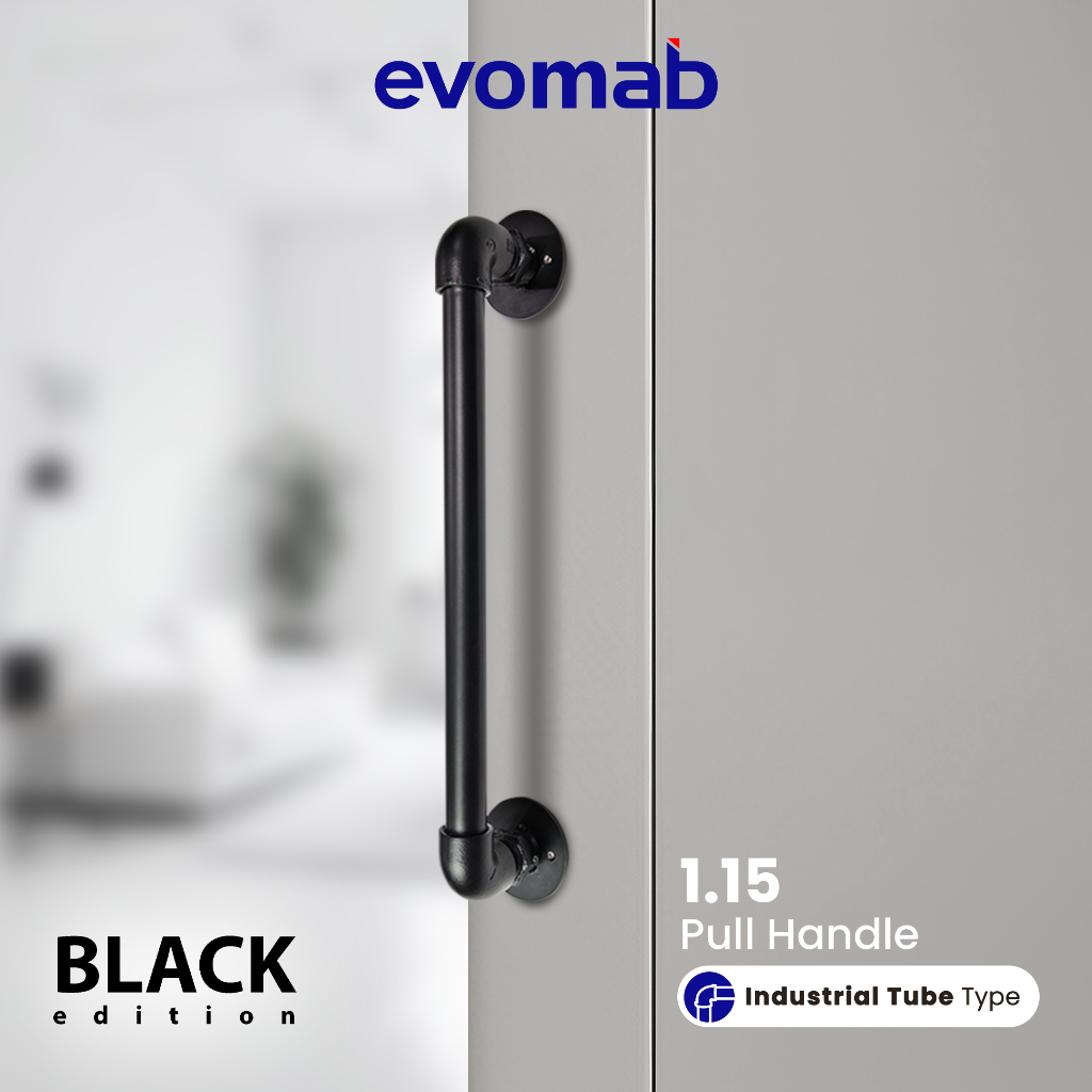 evomab Pull Handle Hitam Minimalis Gagang Pintu Rumah Black 1.15