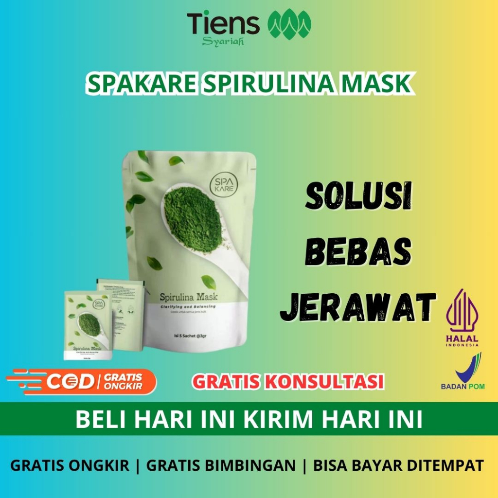 SPAKARE SPIRULINA MASK TIENS MASKER WAJAH ORIGINAL NEW PRODUK SPA KARE SPRILUNA SPRILULINA SPIRULIA 